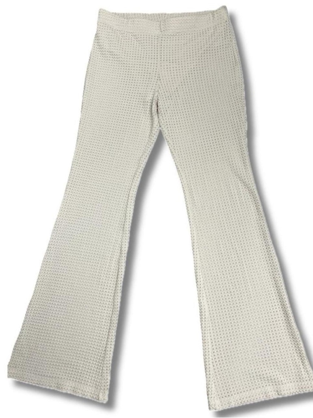 divided cream flare trousers